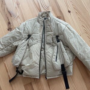 Men's Puffer Jacket in Beige - Lightweight Quilted Coat